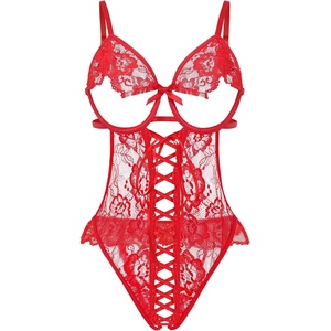 Avidlove Lingerie for Women Lace Bodysuit Sexy Teddy Lingerie One Piece Mini Babydoll(Red)