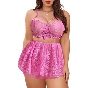 Avidlove Plus Size Lingerie Womens Babydoll Chemise Nightgown Lace Nighty Sleepwear L-5X(Peach Pink)
