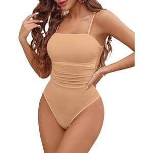 Avidlove Women Mesh Bodysuit Top Sexy Spaghetti Strap Cami Sleeveless Sheer Going Out Tops Concert Outfits(Nude)