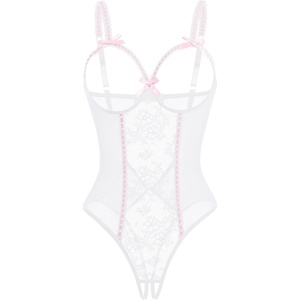Avidlove Women One Piece Lingerie Lace Bodysuit Mini Babydoll Sexy Teddy Sleepwear S-XXL(White)