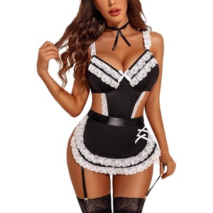 Avidlove Womens Lingerie Sets Lace V Neck Teddy Babydoll 3 Pack Lingerie Costumes Sleepwear Dress S-XXL(Black)