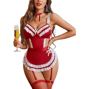 Avidlove Womens Lingerie Sets Lace V Neck Teddy Babydoll 3 Pack Lingerie Costumes Sleepwear Dress S-XXL(Dark Red)