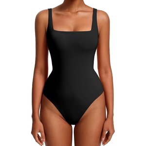 Avidlove Womens Sexy Square Neck Bodysuits Backless Double Lined Tank Tops Thong Body Suits Going Out Outfits 2026(Black)