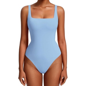 Avidlove Womens Sexy Square Neck Bodysuits Backless Double Lined Tank Tops Thong Body Suits Going Out Outfits 2026(Light Blue)