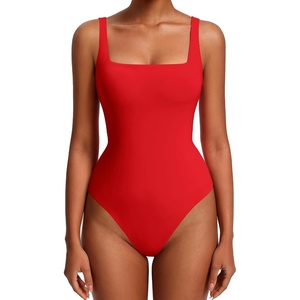 Avidlove Womens Sexy Square Neck Bodysuits Backless Double Lined Tank Tops Thong Body Suits Going Out Outfits 2026(Red)