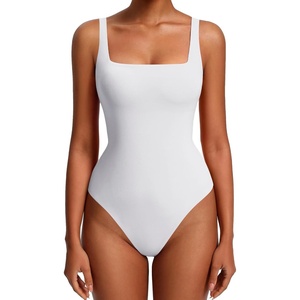 Avidlove Womens Sexy Square Neck Bodysuits Backless Double Lined Tank Tops Thong Body Suits Going Out Outfits 2026(White)