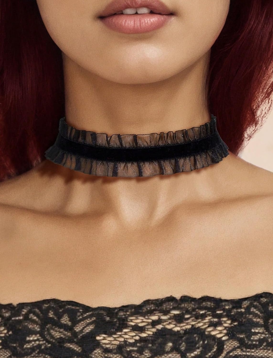 image:imageLace Choker Necklace Women Gothic Choker Vintage Victorian Collar Necklace  White Black Party Dainty Adjustable Minimalist Trendy Accessory GiftBlack