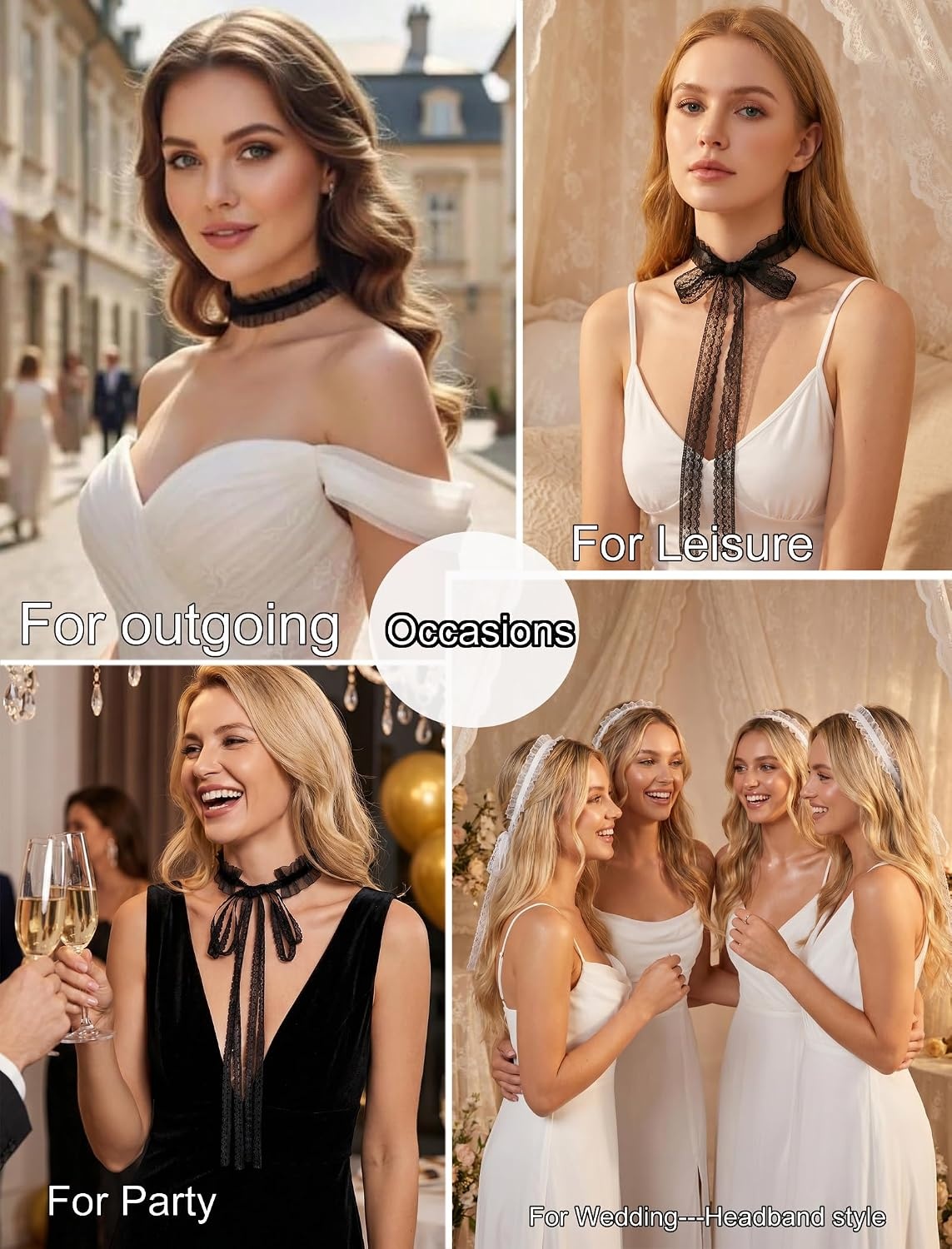 image:imageLace Choker Necklace Women Gothic Choker Vintage Victorian Collar Necklace  White Black Party Dainty Adjustable Minimalist Trendy Accessory GiftBlackWhite