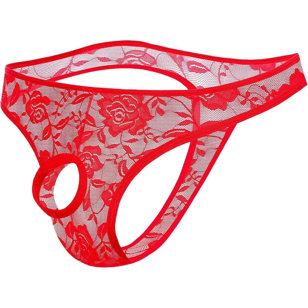 image:imageAvidlove Mens Lace Underwear Open Front Panties Low Rise Sexy Bikini Briefs 13 PackCarmine Red