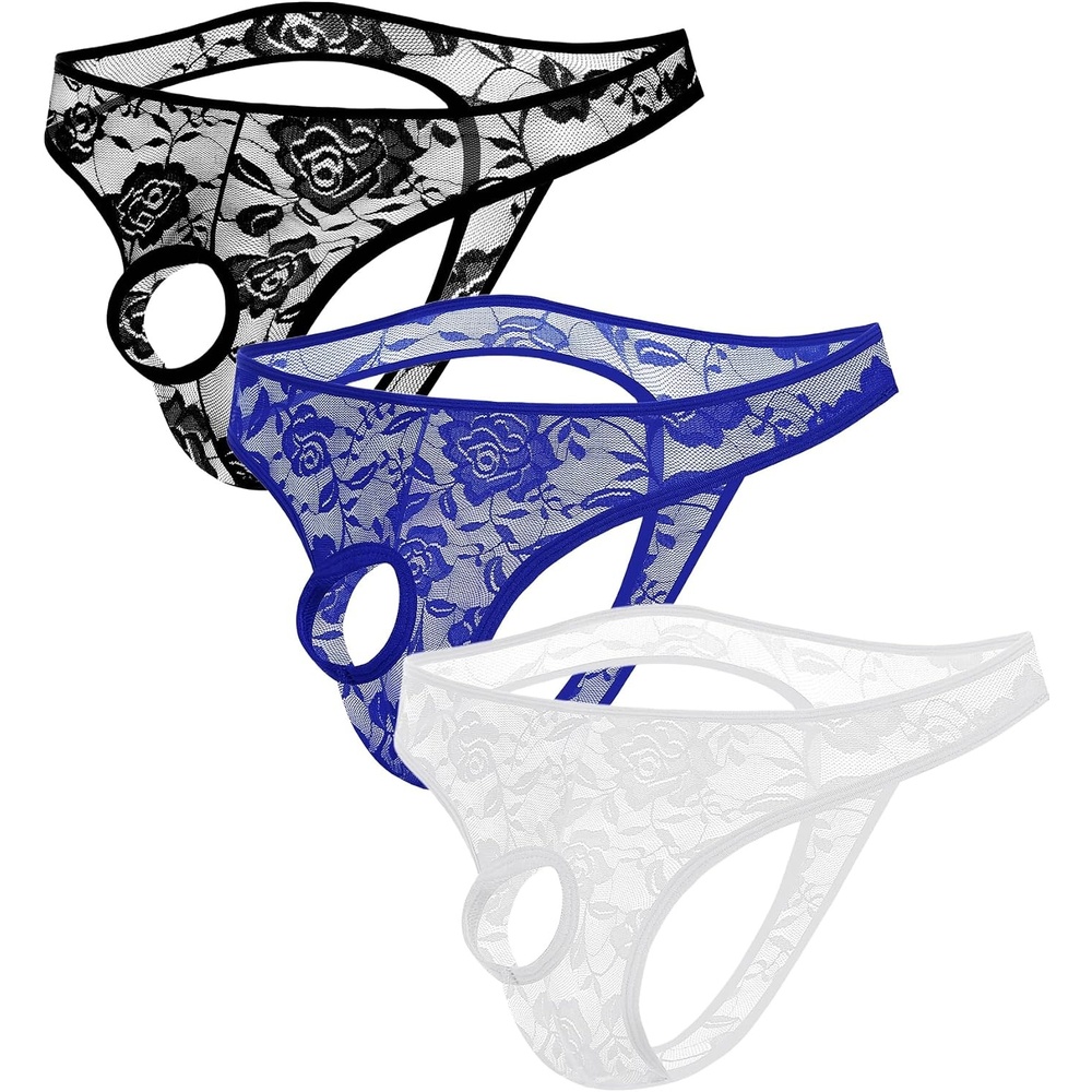 image:imageAvidlove Mens Lace Underwear Open Front Panties Low Rise Sexy Bikini Briefs 13 PackWhiteblueblack