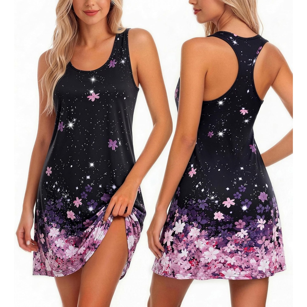 image:imageAvidlove Women Racerback Tank Nightgown Sleeveless Chemise Soft Sleep Dress  Soft Lightweight Racerback Tank Sleep DressLoose Fit Chemise Nightgown Perfect For Home Relaxation and Nighttime LoungewearCherry Blossoms