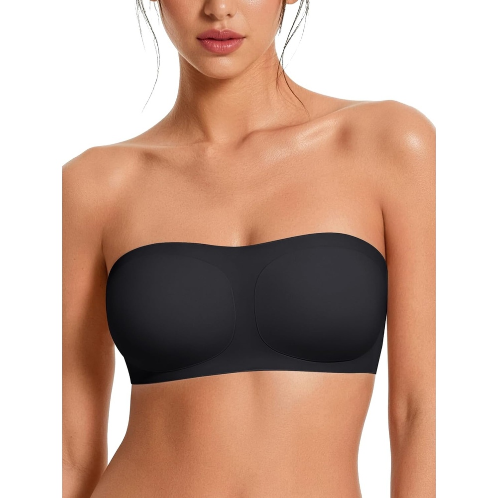 image:imageStrapless Bras for Women NoSlip Bandeau Push Up Wireless Comfy Seamless No Underwire Padded Jelly Tube Top BraBlack