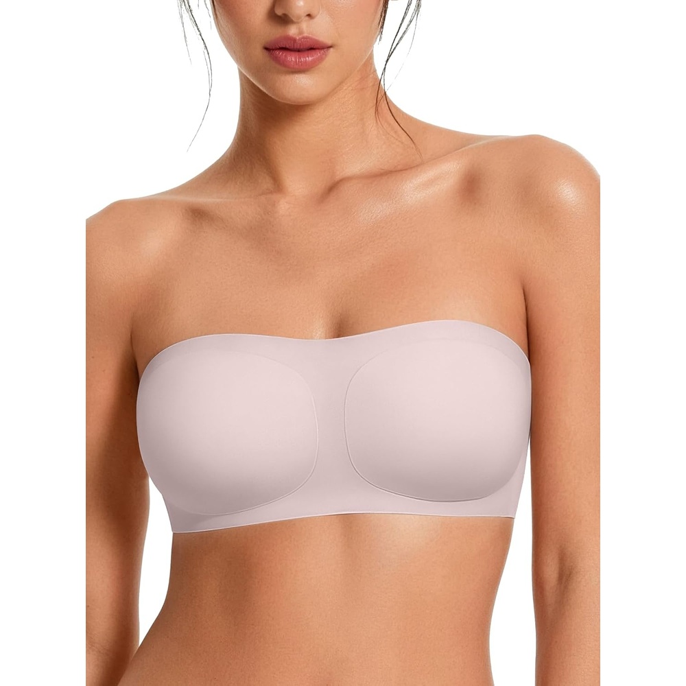 image:imageStrapless Bras for Women NoSlip Bandeau Push Up Wireless Comfy Seamless No Underwire Padded Jelly Tube Top BraPink