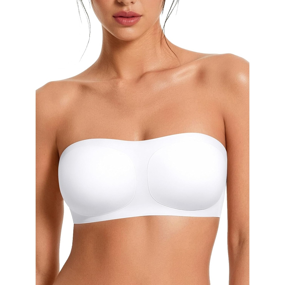 image:imageStrapless Bras for Women NoSlip Bandeau Push Up Wireless Comfy Seamless No Underwire Padded Jelly Tube Top BraWhite