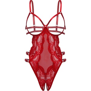 Avidlove Lace Lingerie for Women Strappy Cut Out Sexy Teddy Bodysuit | One Piece Outfits, Adjustable Strap, Mesh Teardrop Front, Thong Bottom, for Special Night, Valentine’s Day(Wine Red)