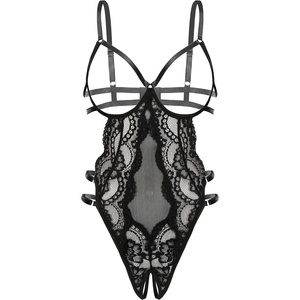 Avidlove Lace Lingerie for Women Strappy Cut Out Sexy Teddy Bodysuit | One Piece Outfits, Adjustable Strap, Mesh Teardrop Front, Thong Bottom, for Special Night, Valentine’s Day(Black)