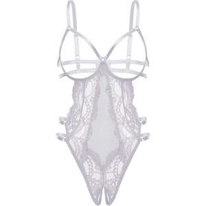 Avidlove Lace Lingerie for Women Strappy Cut Out Sexy Teddy Bodysuit | One Piece Outfits, Adjustable Strap, Mesh Teardrop Front, Thong Bottom, for Special Night, Valentine’s Day(White)