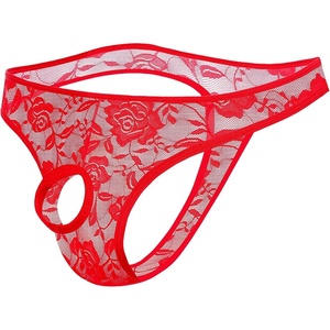 Avidlove Mens Lace Underwear Open Front Panties Low Rise Sexy Bikini Briefs 1-3 Pack(Carmine Red)