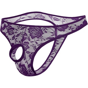 Avidlove Mens Lace Underwear Open Front Panties Low Rise Sexy Bikini Briefs 1-3 Pack(Purple)