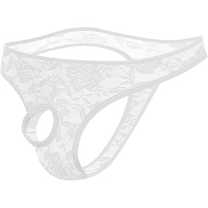 Avidlove Mens Lace Underwear Open Front Panties Low Rise Sexy Bikini Briefs 1-3 Pack(White)