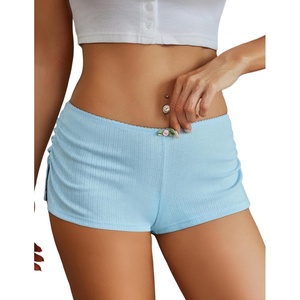 Avidlove Micro Pajamas Shorts for Women Low Rise Boy Short Side Slit | Ruched pajama shorts, soft,stretchy and sexy, booty shorts for women, comfortable for sleeping or lounging around(Light Blue)