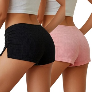 Avidlove Micro Pajamas Shorts for Women Low Rise Boy Short Side Slit | Ruched pajama shorts, soft,stretchy and sexy, booty shorts for women, comfortable for sleeping or lounging around(Black+pink)