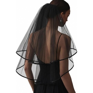 Avidlove Wedding Veil Bridal Shower Gifts, Bachelorette Party Accessories | Bridal Shower Decorations, Bachelorette Party Decorations, Engagement Gifts, 2 Tier Bridal Veil, Wedding Morning(Black)