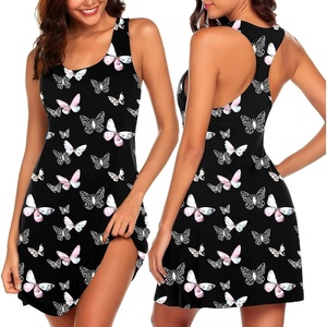 Avidlove Women Racerback Tank Nightgown Sleeveless Chemise Soft Sleep Dress | Soft Lightweight Racerback Tank Sleep Dress.Loose Fit Chemise Nightgown Perfect For Home Relaxation and Nighttime Loungewear(B-pink Buttfly)