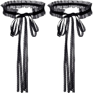 Lace Choker Necklace Women Gothic Choker Vintage Victorian Collar Necklace | White Black, Party, Dainty Adjustable Minimalist Trendy Accessory Gift(Black+Black)
