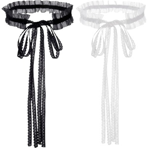 Lace Choker Necklace Women Gothic Choker Vintage Victorian Collar Necklace | White Black, Party, Dainty Adjustable Minimalist Trendy Accessory Gift(Black+White)