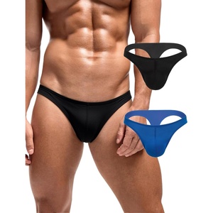 Men’s Thong G-String Underwear Soft Stretch Brief Bulge Pouch Underwear | Men’s Thong Underwear Sexy Low Rise Brief, Stretchy lightweight Panties For All-day Comfort(Sky Blue+black)