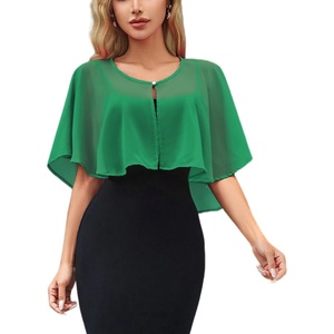 Women’s Chiffon Shawl Wraps Shrug for Evening Dress Wedding Party Cover Up(Green)
