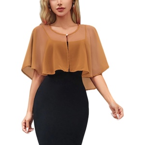 Women’s Chiffon Shawl Wraps Shrug for Evening Dress Wedding Party Cover Up(Light Brown)